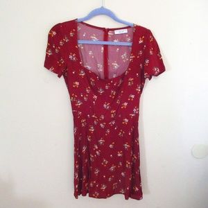 Flynn Skye burgandy floral mini dress, aline, rayon